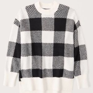 A&F, Pattern Oversized Legging-Friendly Crew Sweater, black & white, XS